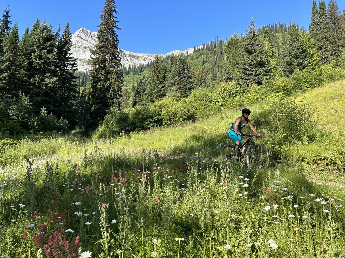 Brittnea Cordial mountain biking on trails